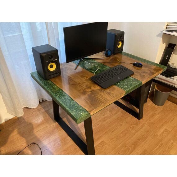 Modern Green Epoxy Resin Computer Desk Home Decor Furniture-image