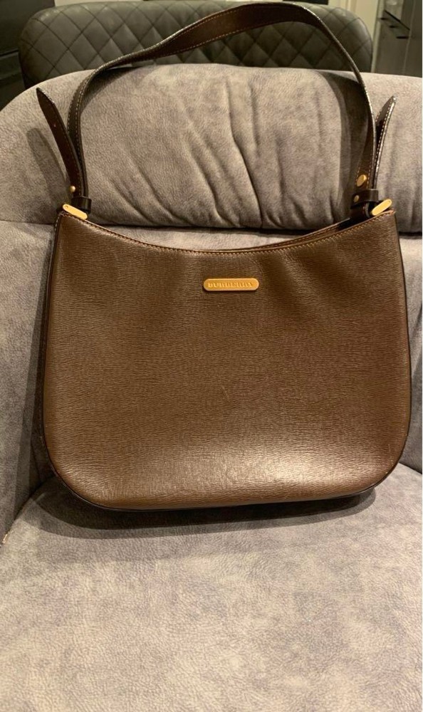 Burberry Shoulder Bag Nova Check Leather Brown Authentic F1113618