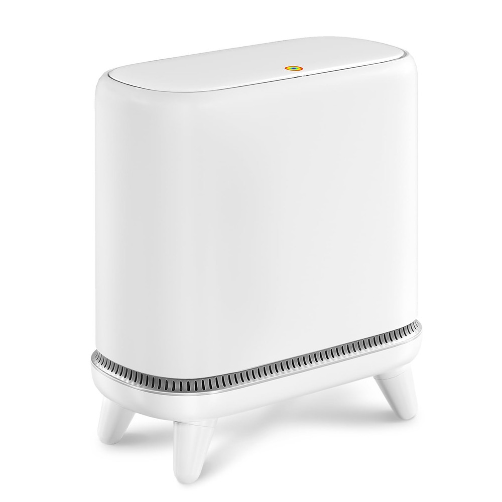 Bathroom Trash Can with Lid, Vacuum Adsorption Small Garbage Can 3.2 Gallon P...