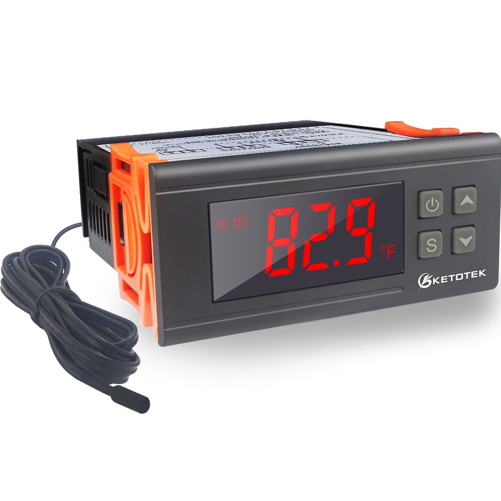 Digital Temperature Controller AC110V 10A Fahrenheit Thermostat with 2m Water...