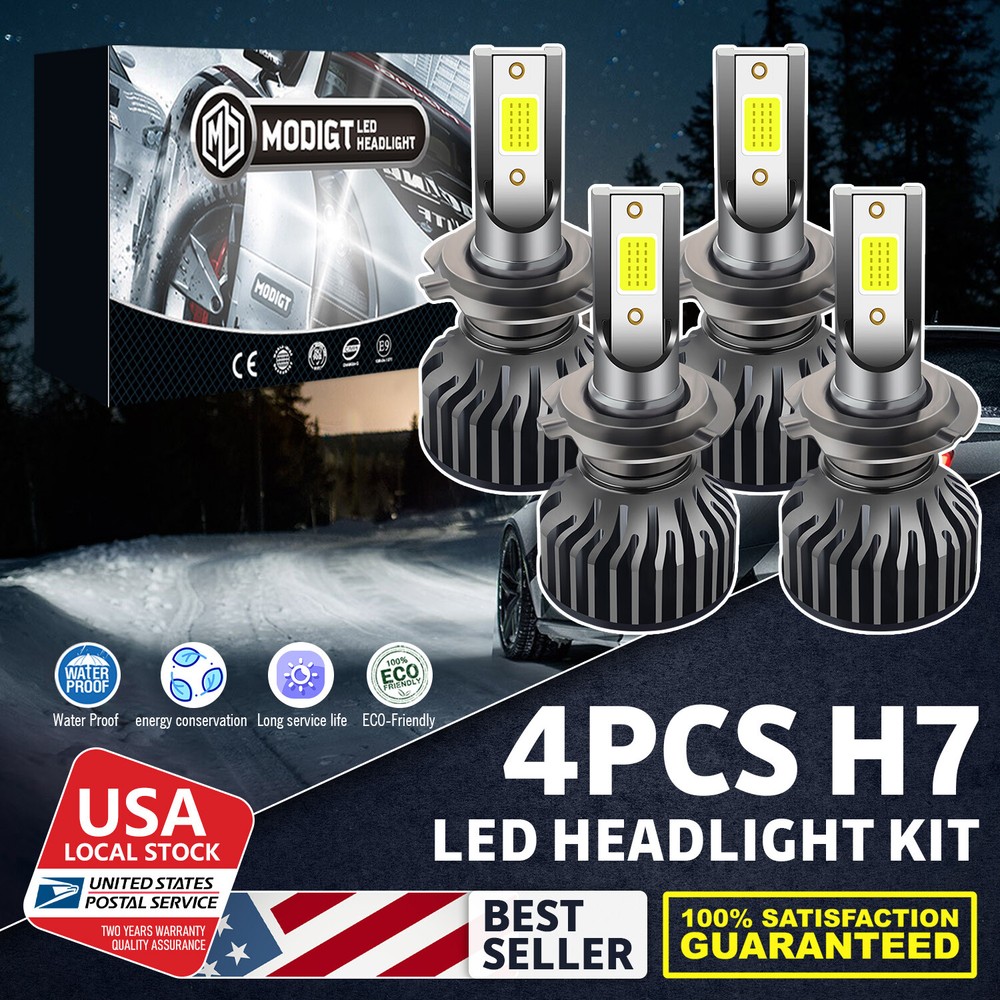 H7+H7 Beam LED Car Bulbs Headlight Lamp Kit 6000K White 20000LM Super Bright