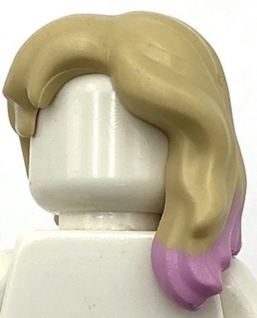 Lego New Tan Minifigure Hair Female Mid-Length Part over Shoulder Pink