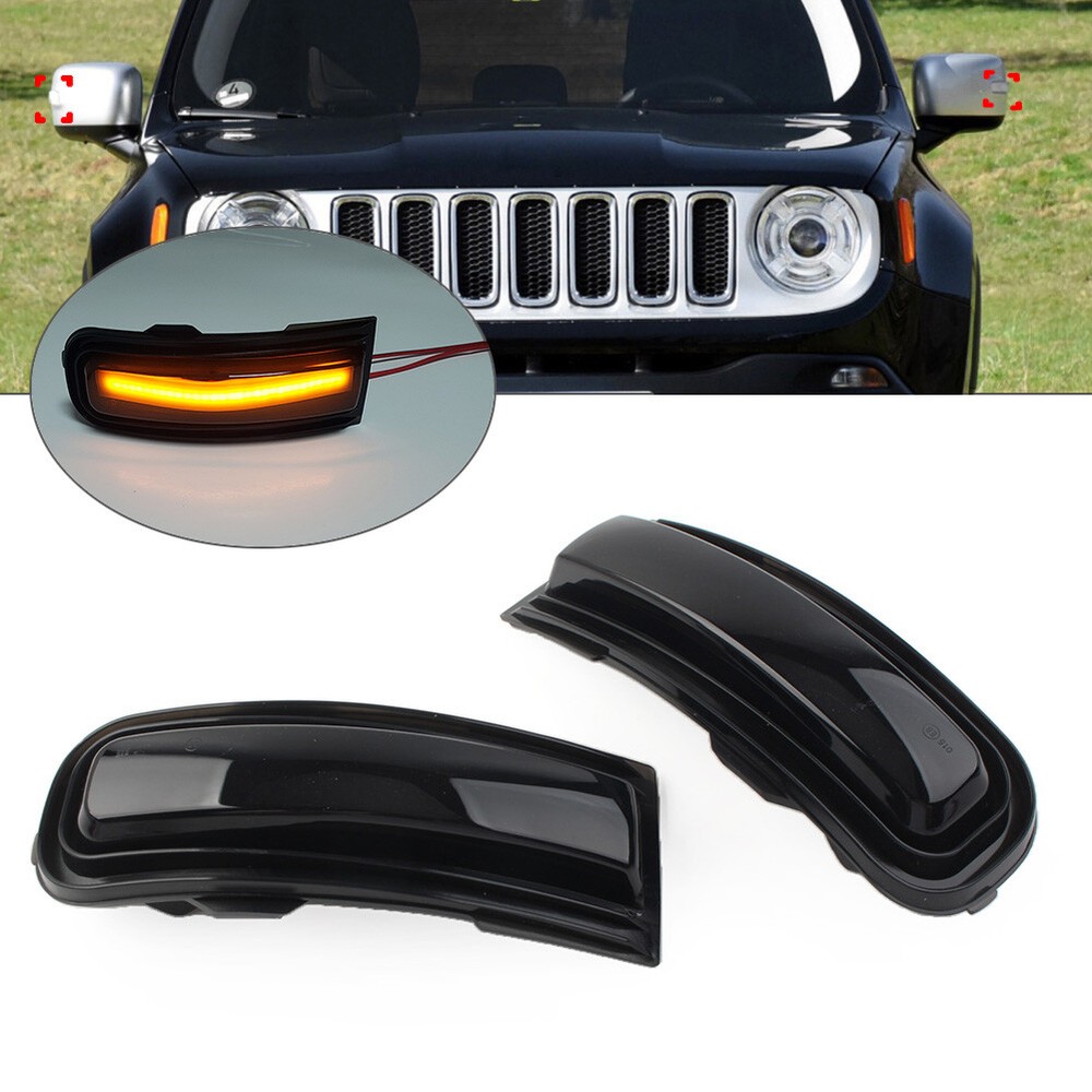 Side Mirror LED Dynamic Turn Signal Lights Lamp For Jeep Renegade 2015-2022 Pair