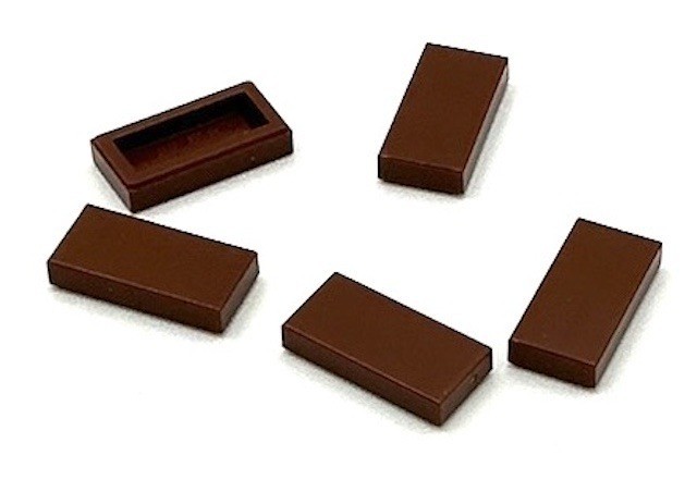 Lego 5 New Reddish Brown Tiles Flat Smooth 1 x 2 Parts