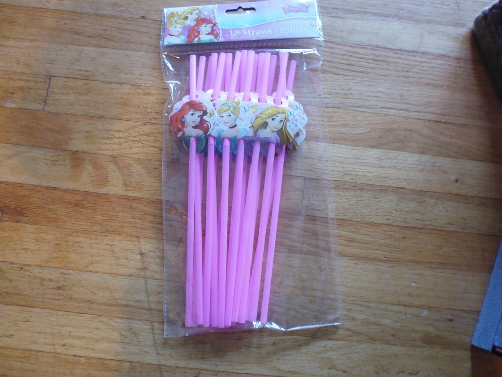 18 Disney Princess Party Straws - 18ct Colorful Fun Straws