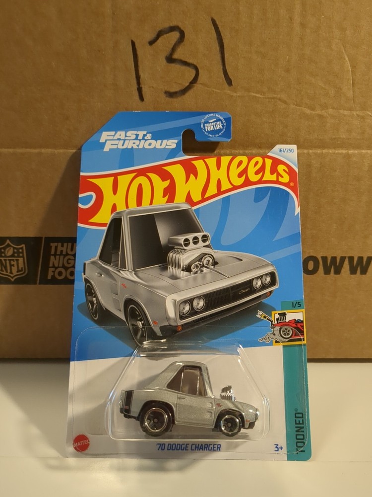 2024 HOT WHEELS ‘70 Dodge Charger Silver Tooned 1/5 Fast & Furious Toy Car New