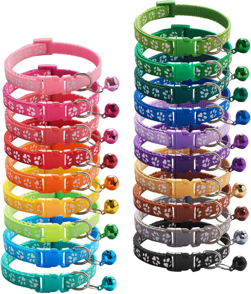 Adjustable Puppy Collars with Bell 19Pcs Whelping ID Collars 19-32Cm Soft Nylon