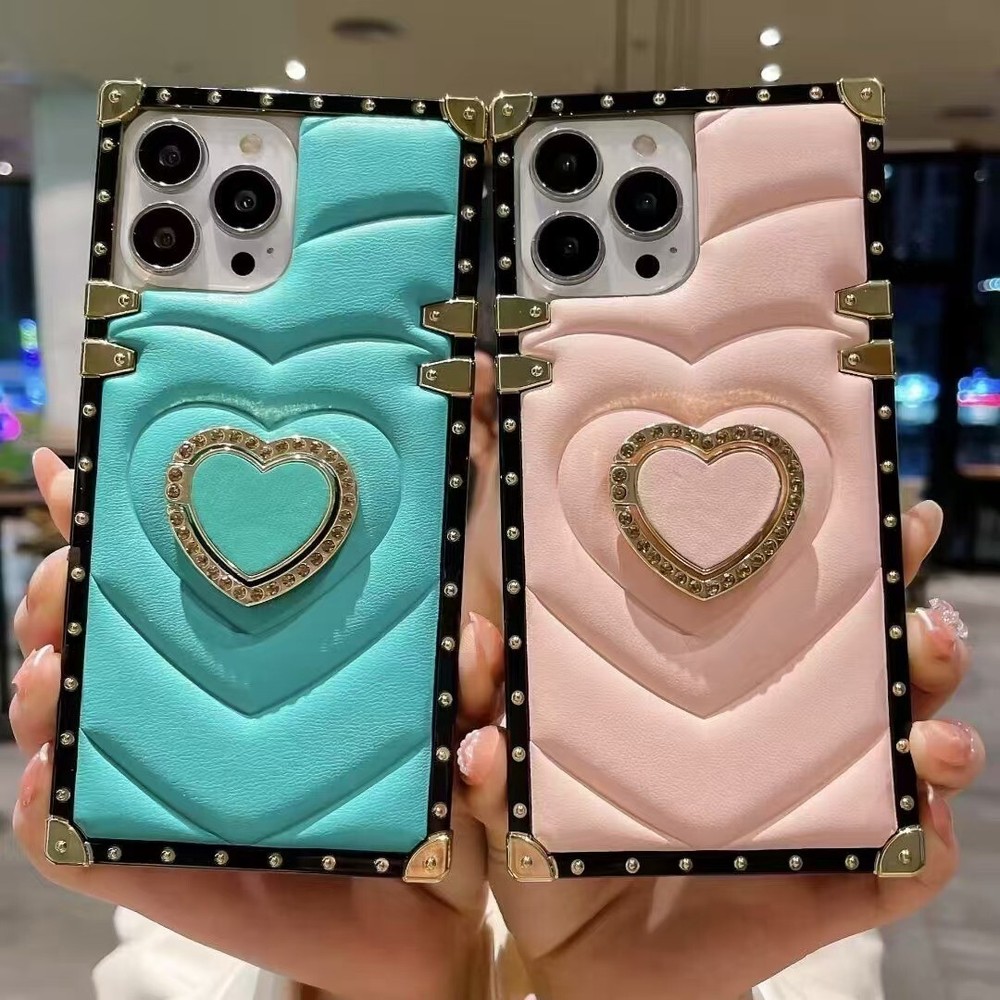 For iPhone 16 Pro Max 15 14 13 12 11 XS XR Luxury Leather Phone Holder Case