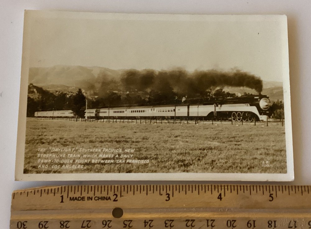 RPPC Southern Pacific RR “Daylight” Streamline Locomotive Train Real Photo PC