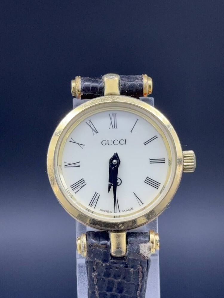 Gucci 2000L Roman Gold Women's Quartz Watch From JAPAN Used Working F/S