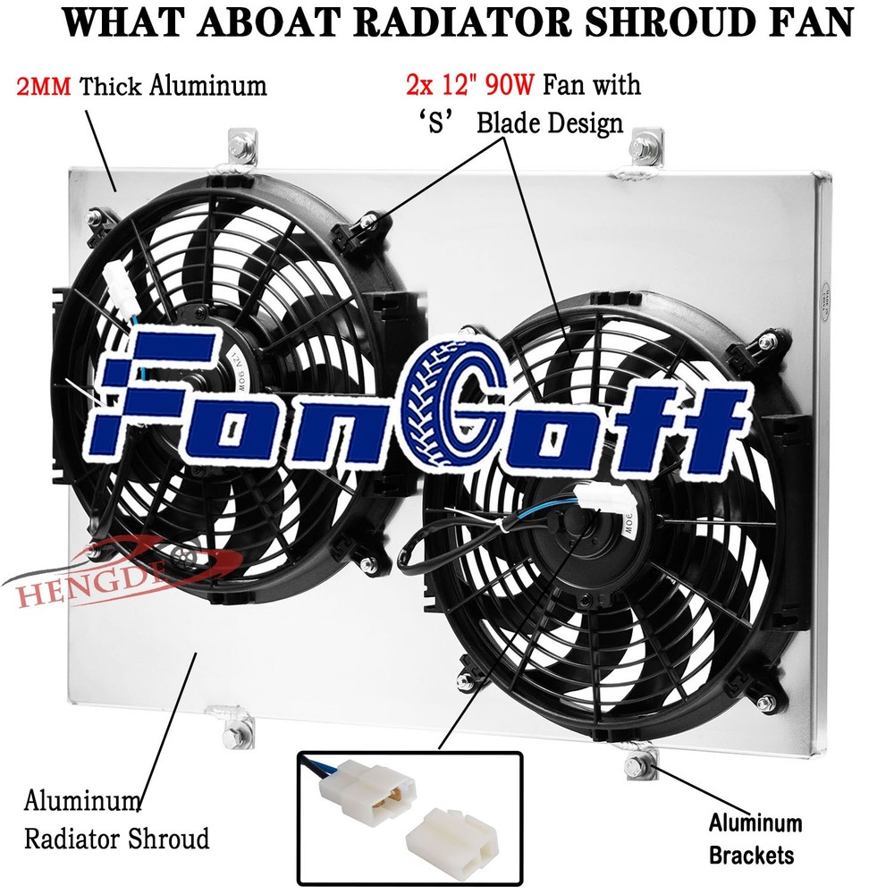 Aluminum Shroud + 12'' Fan Fit 1969-73 Ford Mustang Torino Mercury Marquis 7.0L