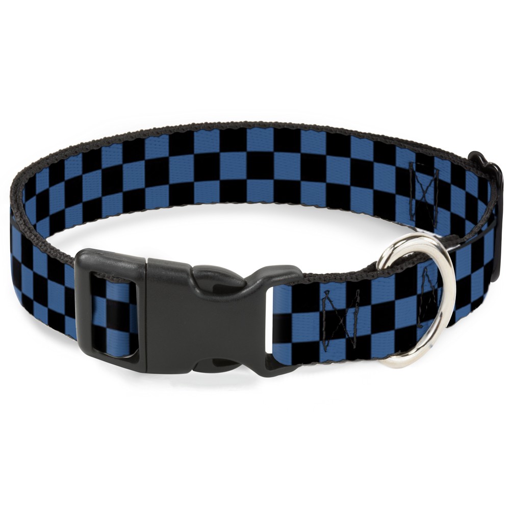 Plastic Clip Collar Checker Black/Turquoise Small 9.5-13
