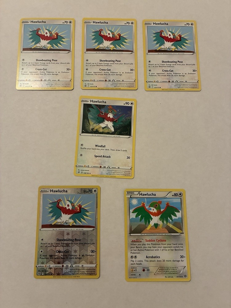 Lot of 6 Hawlucha Pokemon Cards