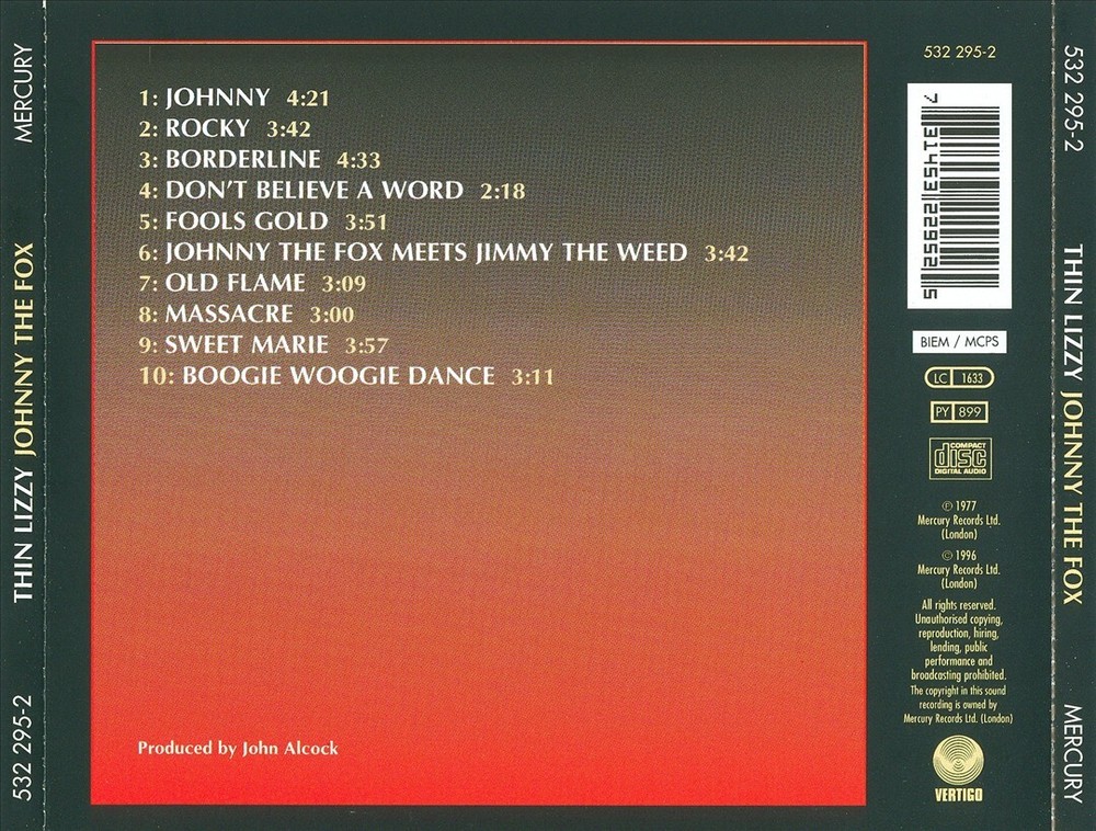 THIN LIZZY JOHNNY THE FOX NEW CD