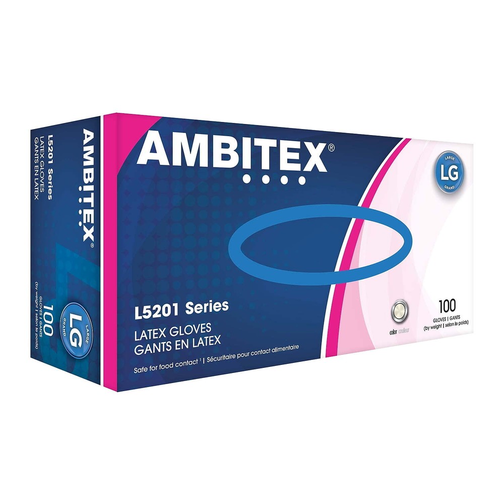Powder-free latex gloves large size 100-count box