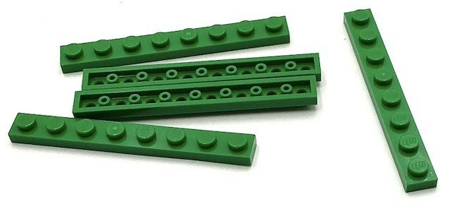 Lego 5 New Green Plates 1 x 8 Stud Parts