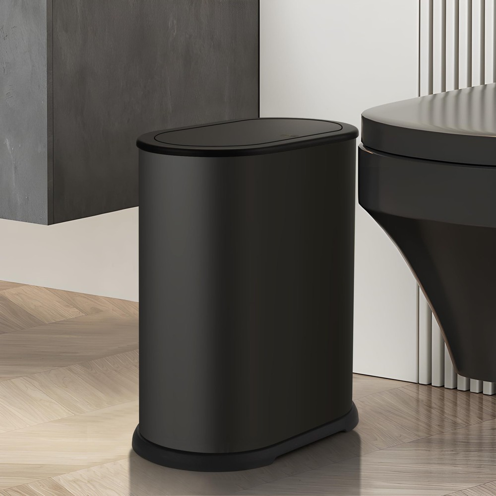 Compact 1.8 Gallon Stainless Steel Bathroom Trash Can with Pop-Up Lid