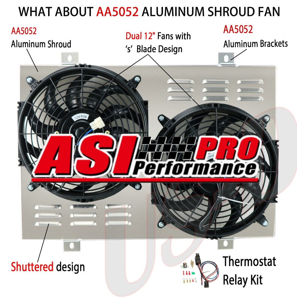 Aluminum Shroud Fan+Relay for 1979-93 Ford Mustang Thunderbird Mercury Cougar