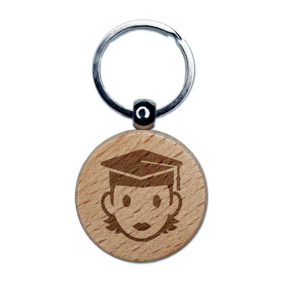 Graduation Cap Engraved Wood Keychain for Students & Grads