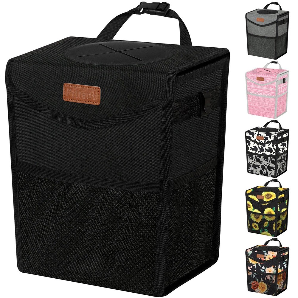 Car Trash Can with Lid, Cute Leakproof Car Trash Garbage Bag Hanging Vehicle ...