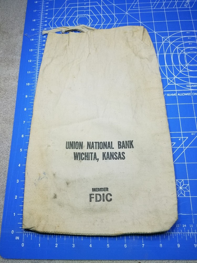 Vintage Canvas Bank Bag 15x9 Coin Deposit Bag from Wichita-image