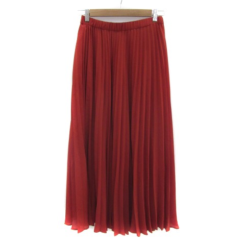 United Arrows Green Label Relaxing Red Pleated Maxi Skirt Long Dress for Women-image