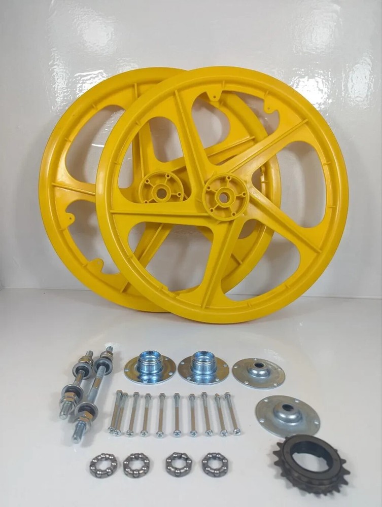 Juego completo de bujes de llantas deportivas de PVC 20 (amarillo) para bicicleta BMX