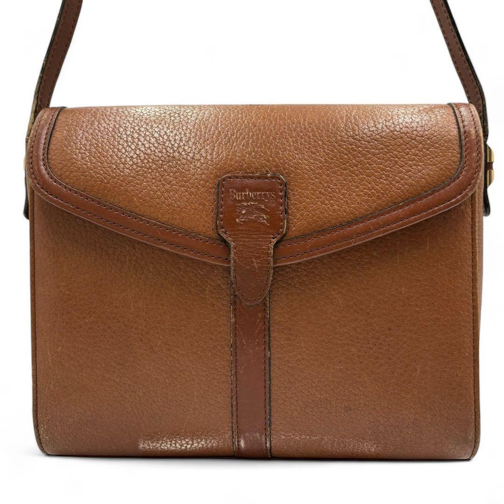 Burberry Shoulder Bag Nova Check Leather Brown Authentic F1114672