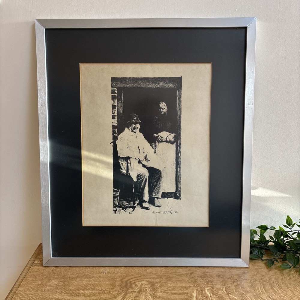 Vintage Framed by Jamie Hobson 1974 Print – Black and White Artwork