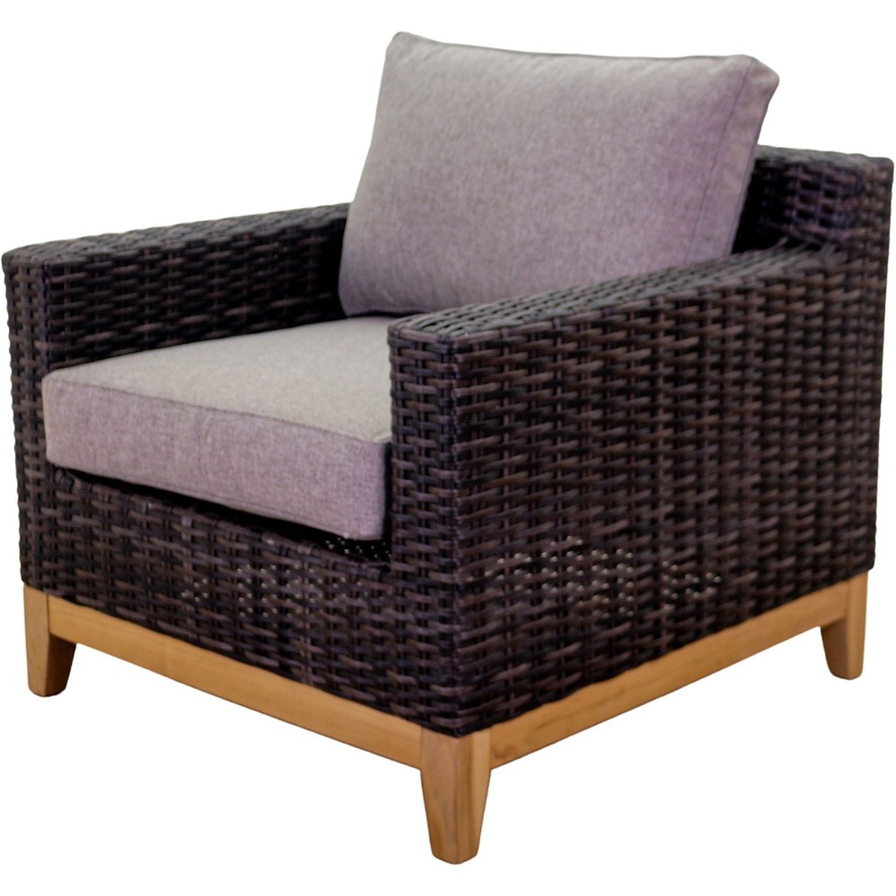 Courtyard Casual Maywood Silver Oak with Teak Club Chair