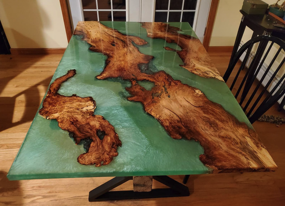 Epoxy Resin Green Table Top for Living Room and Office Decor-image
