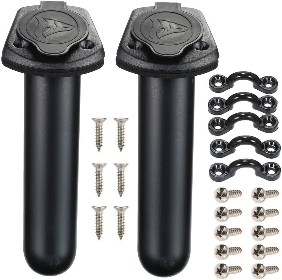 2-Pack Kayak & Canoe Fishing Rod Holders with Cap Covers