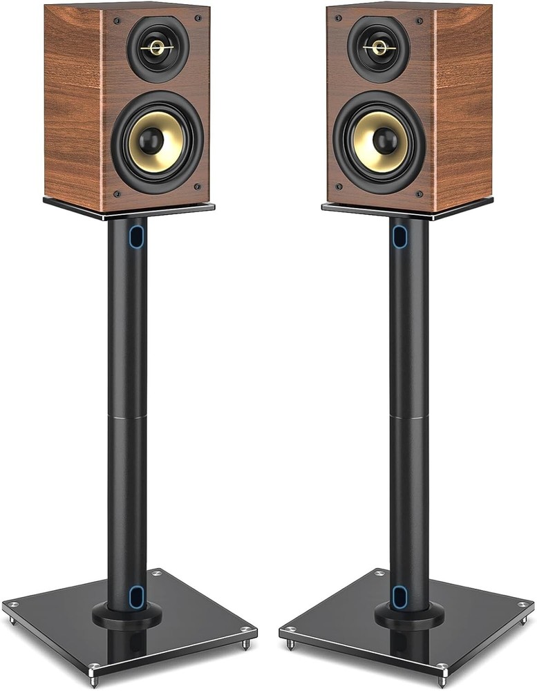 Premium 28-Inch Swivel Speaker Stand Set with Glass Base and Floor Protection