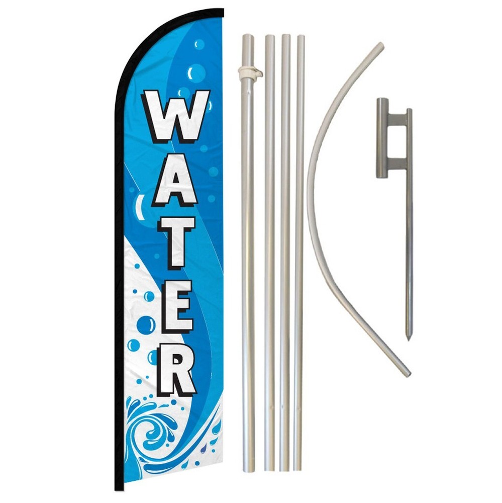 Windless Water Full Curve Swooper Flag Pole Kit for Concessions and Drinks with Easy Setup and Secure Display