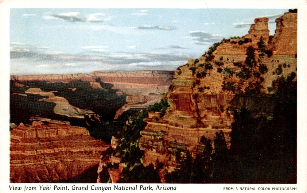 Yaki Point, Grand Canyon National Park, Arizona, Fred Harvey, Kaibab Postcard