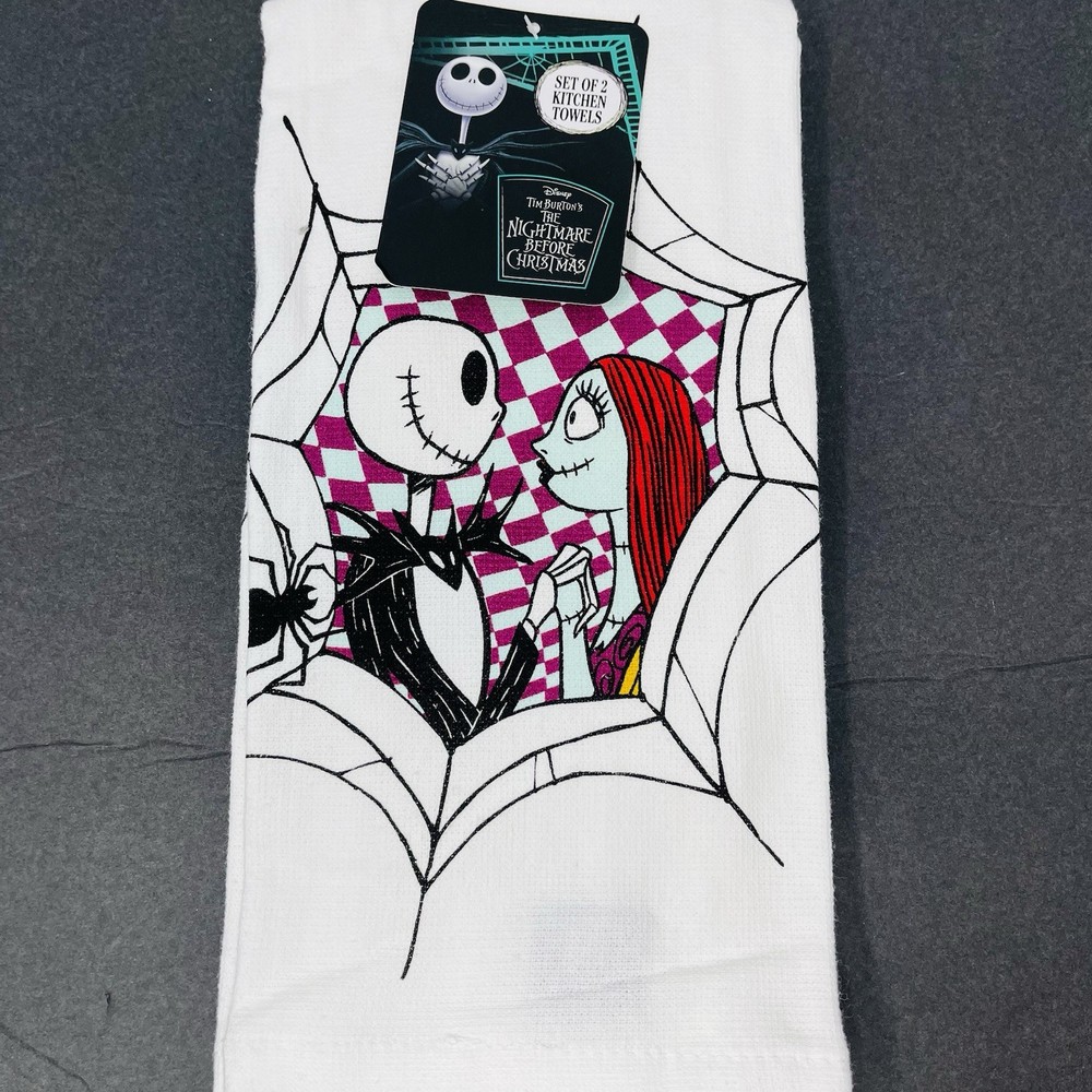 Disney 2 Pack Kitchen Hand Towels Nightmare Before Christmas Jack Sally Spider