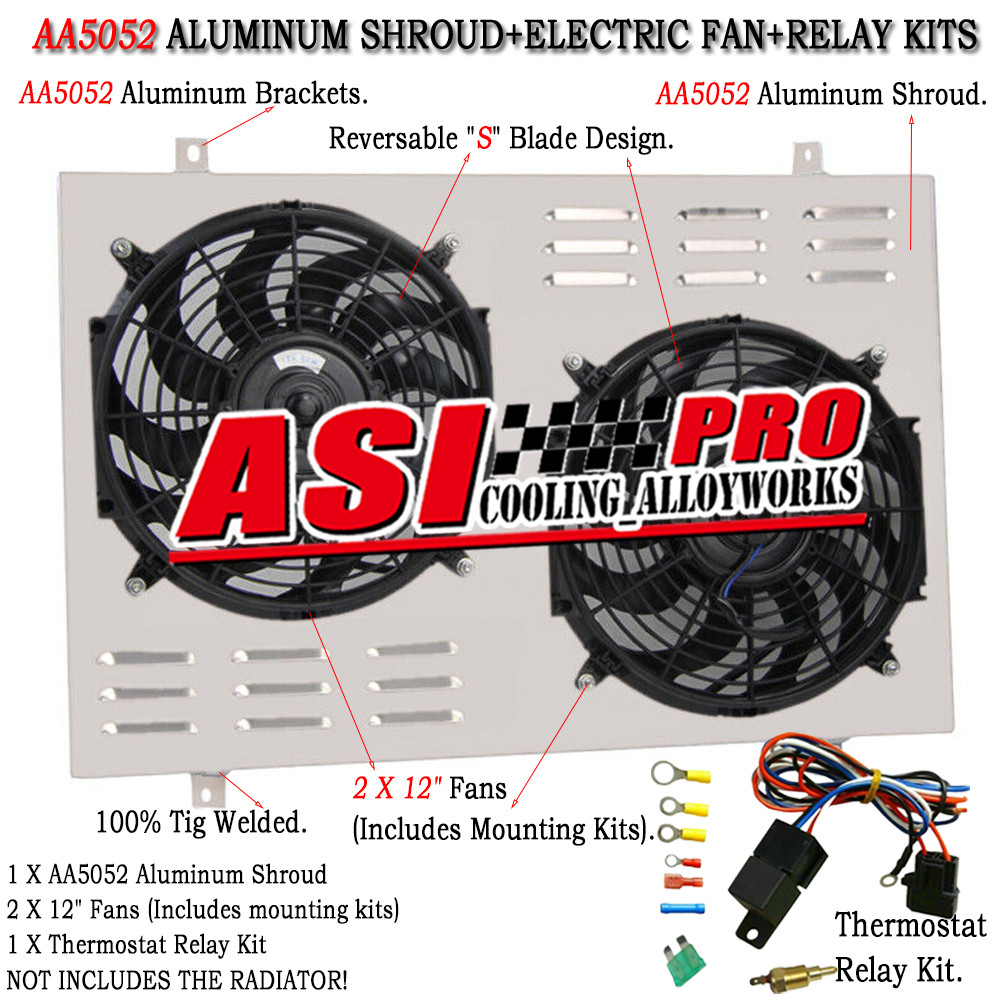 Electric Fan+Shroud+Relay For 1985-1997 Ford F150 F250 F350 Bronco 5.0L/5.8L V8.