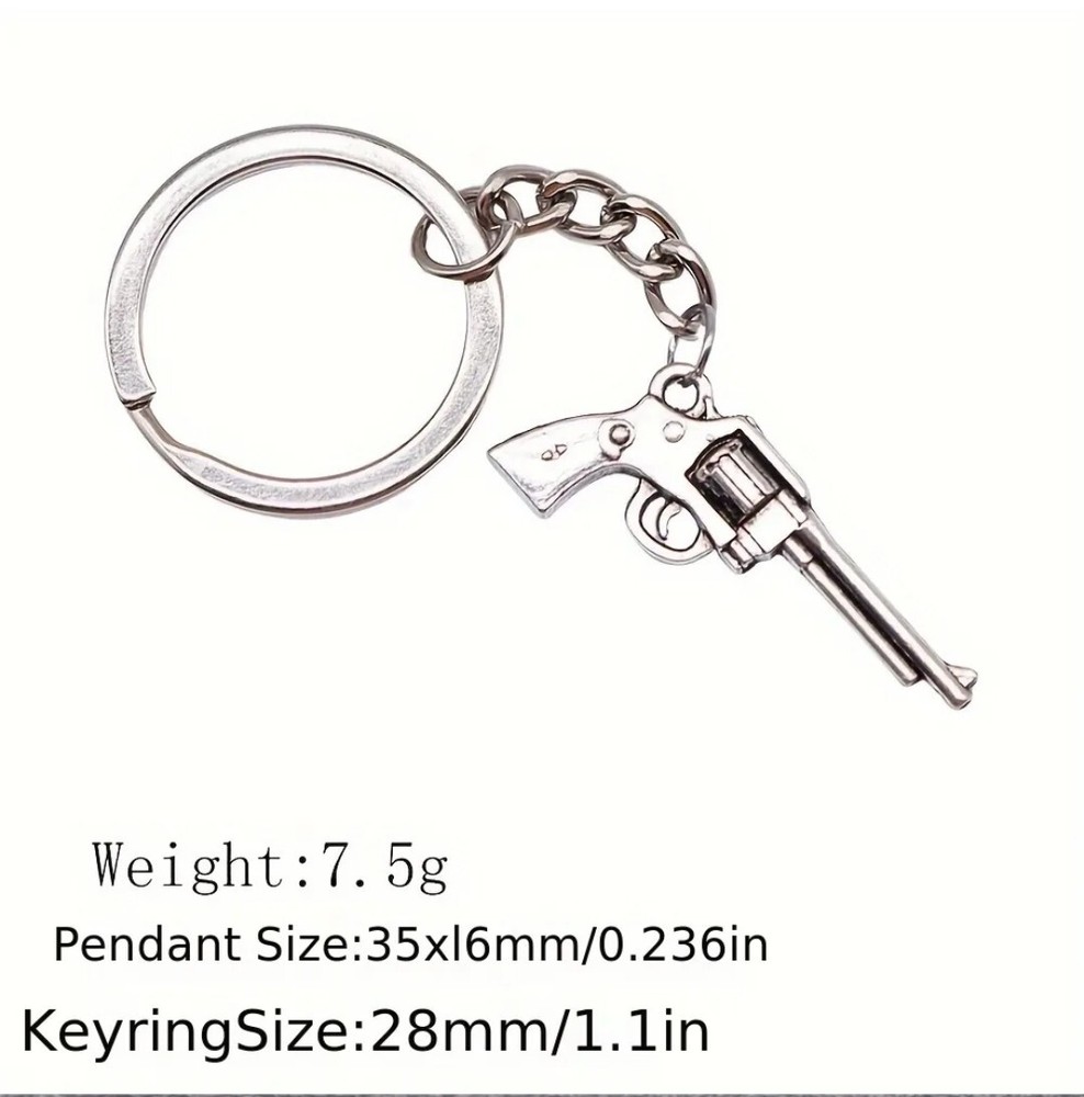 1pc Mini Pistol Revolver Keychain- Ships non-machinable usps stamp