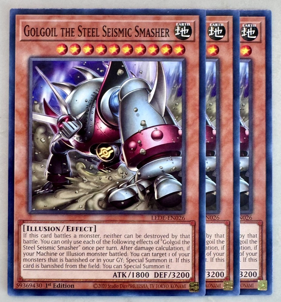Yugioh LEDE Golgoil the Steel Seismic Smasher Common 1st Ed NM x3