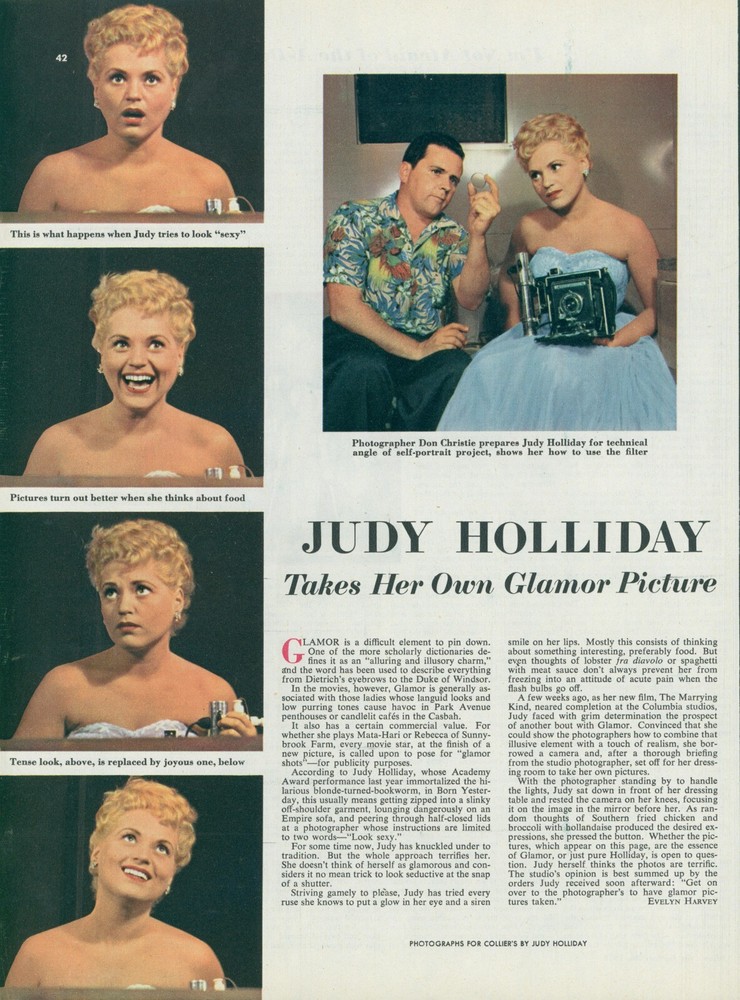 1952 Judy Holliday Takes Selfie Glamour Picture Don Christie Vtg Print Story C7