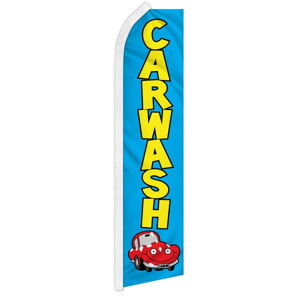 Car Wash Advertising Swooper Feather Flutter Flag Carwash Flag BLUE