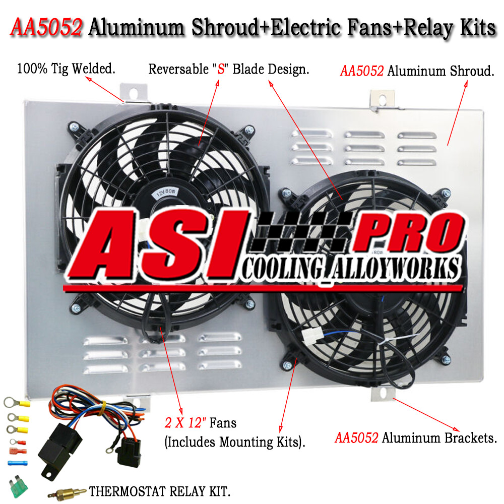 Aluminum Shroud+Electric Fan For 1969-1973 Ford Mustang/Pinto Mercury Cougar.