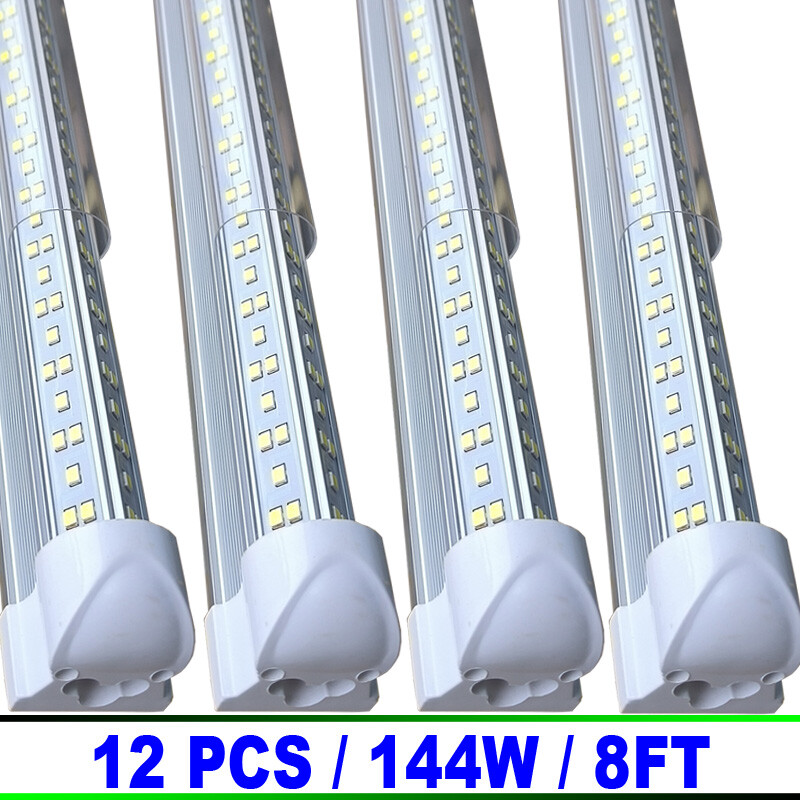 8 Foot Led Shop Light 144w 8Ft Led Tube Light  Integrated V-Shape Fixture 12 Pc