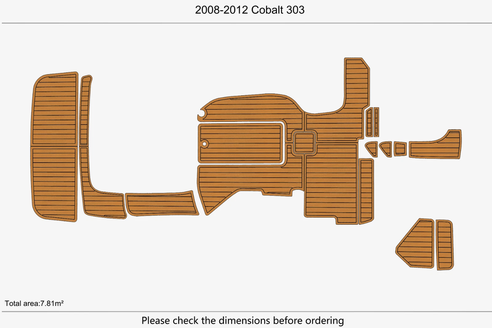 2011 Cobalt 303 Cockpit Swim Platform Boat EVA Pads Teak Deck Faux Flooring Mat