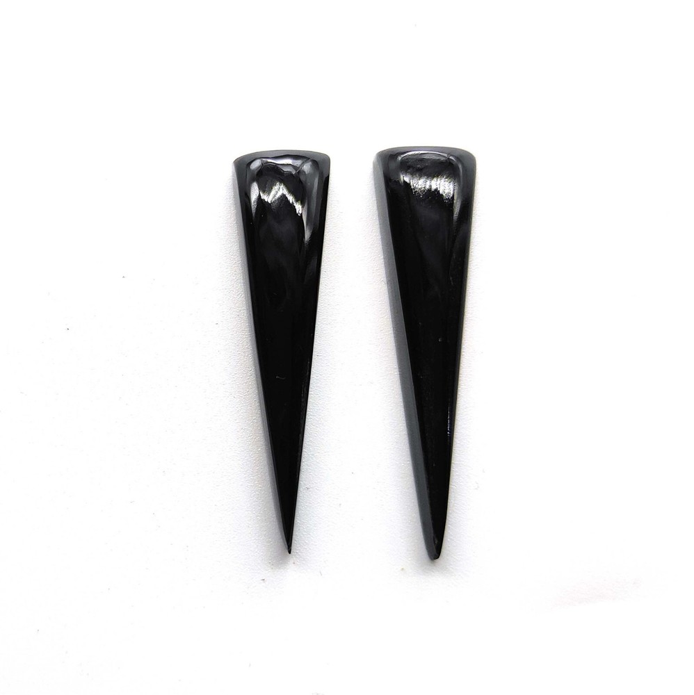 2 Pcs Natural Indian Onyx Loose Gemstone For Earrings Supply Cabochon