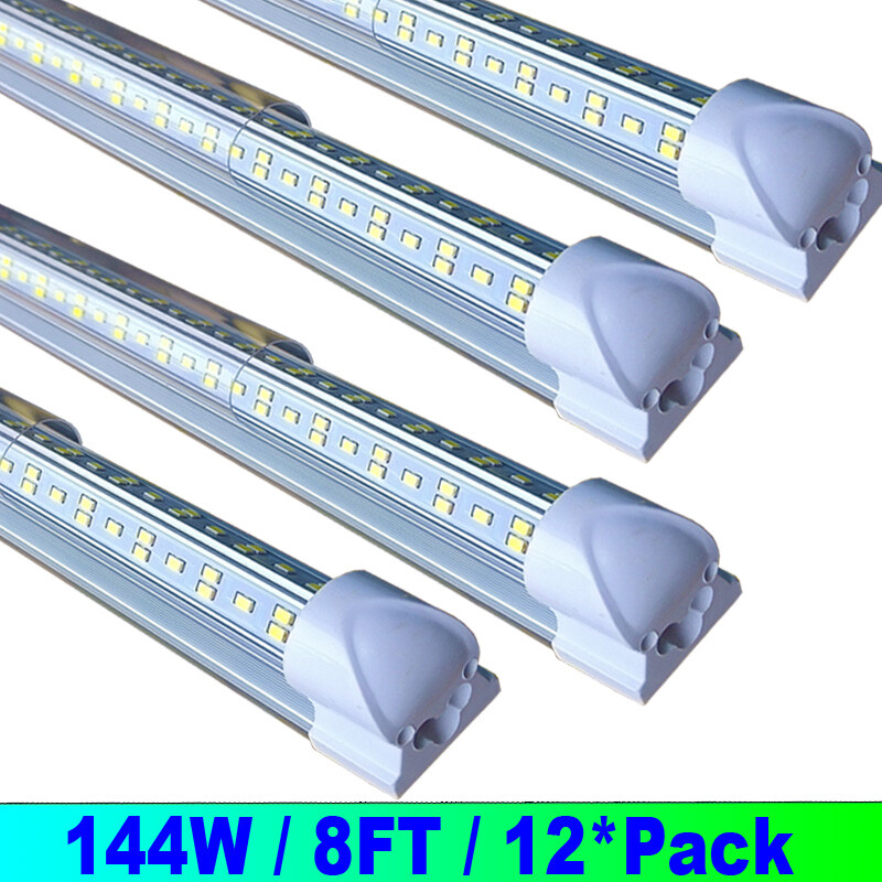 144w 8 foot led shop lights led Strip Lights 12Pc Cold White LED Garage Lights