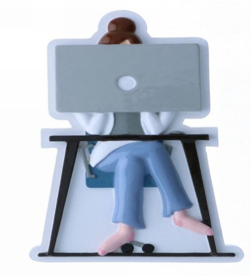 Work From Home Female Personalized Christmas Ornament/Virtual Job/Zoom Call-image