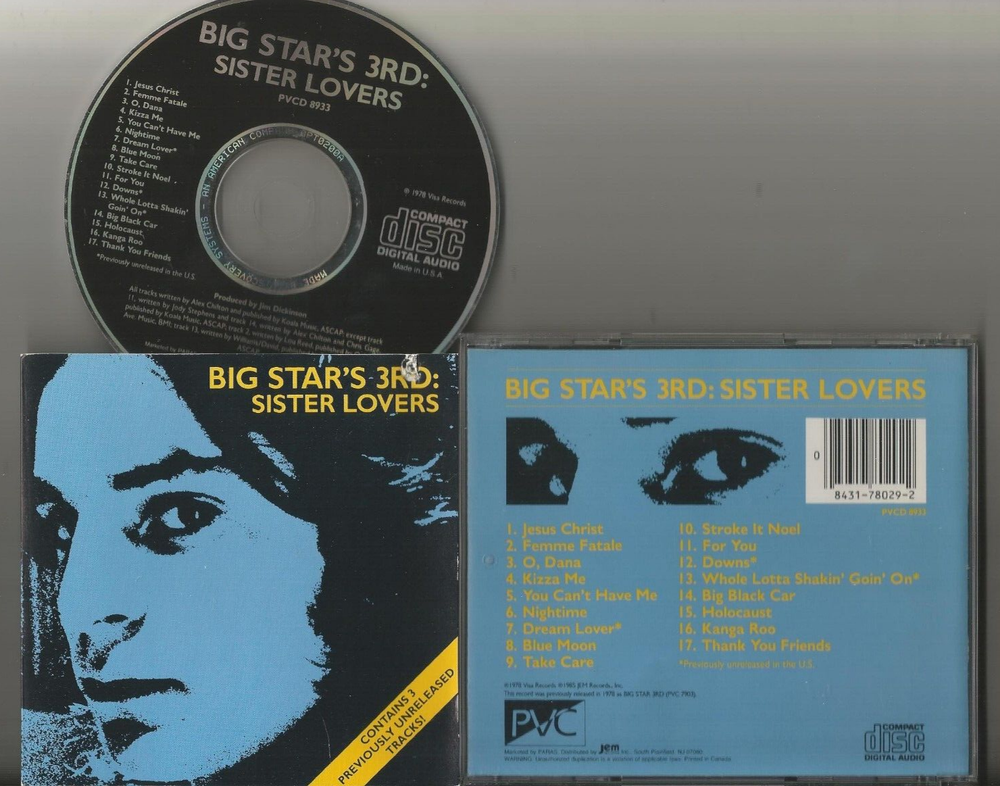 Big Star 's 3rd L: Sister Lovers CD VG+/EX cond PVC w/1 prev. unreleased trk GT