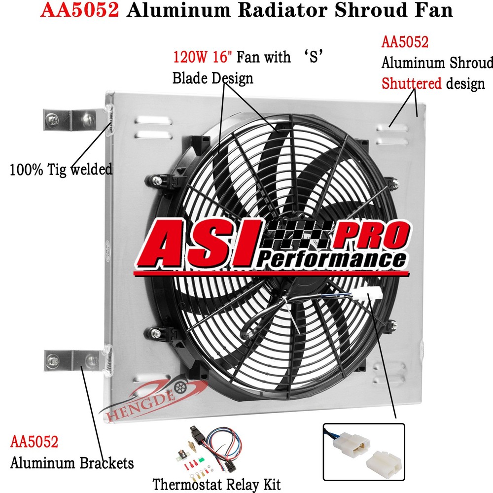 Aluminum Shroud + 16'' Fan + Relay For 1963-69 1966 Dodge Dart Charger Mopar V8