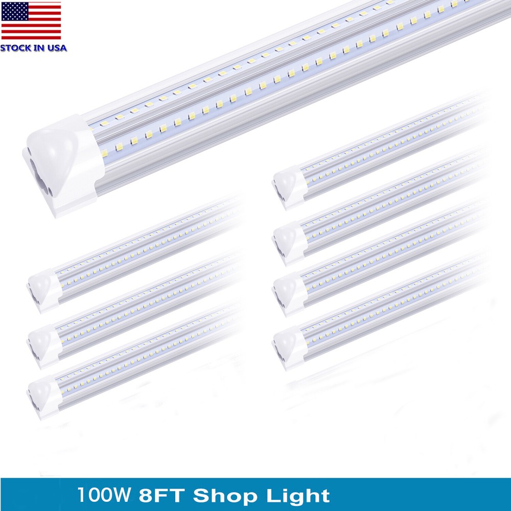 8' Led Shop Light 8FT Led Tube Light 100W 8 Foot T8 Integrated Warehouse Fixture
